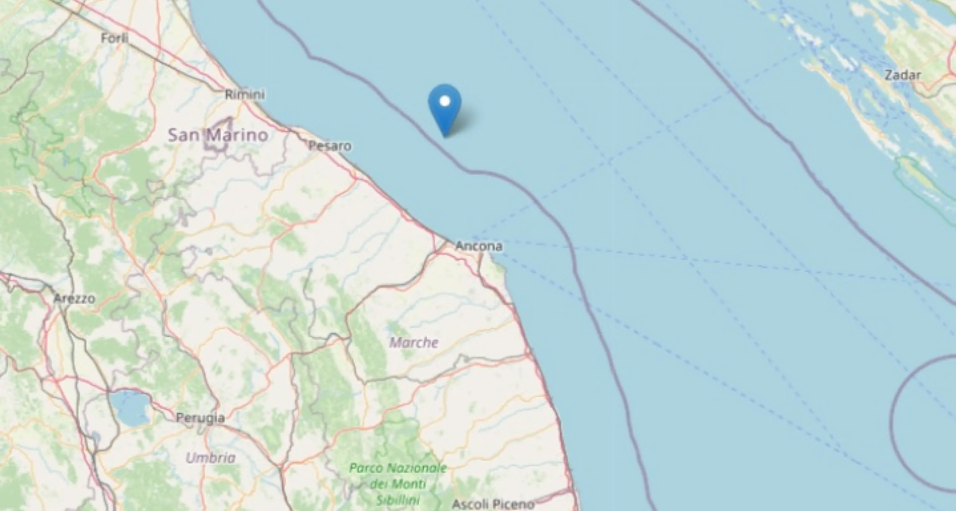 Terremoti: scossa 3.9 al largo della costa marchigiana