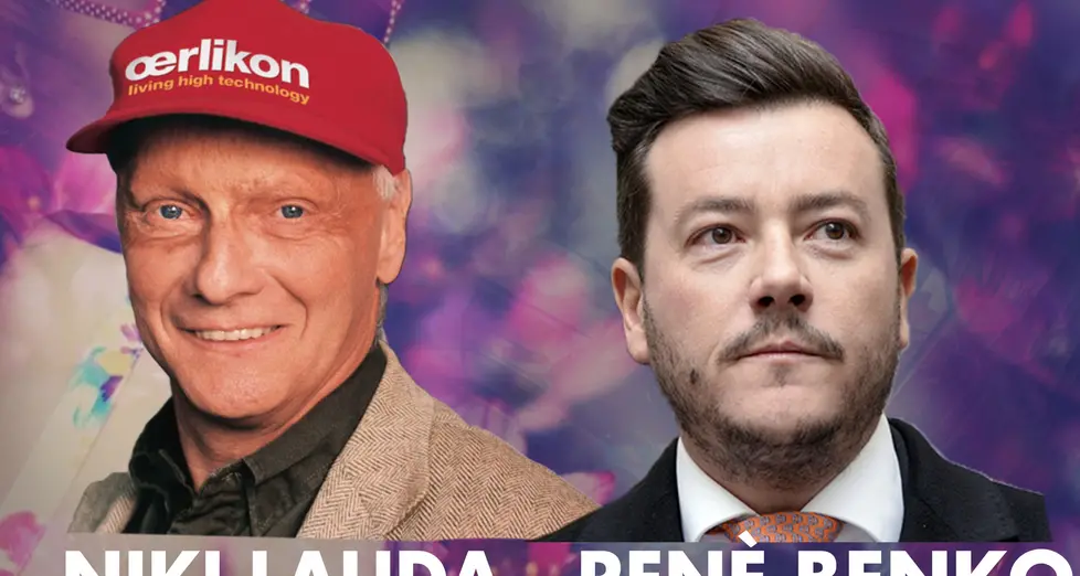 Niki Lauda si fa un giro per i bar di Bolzano. Sull’Apecar col socio Benko