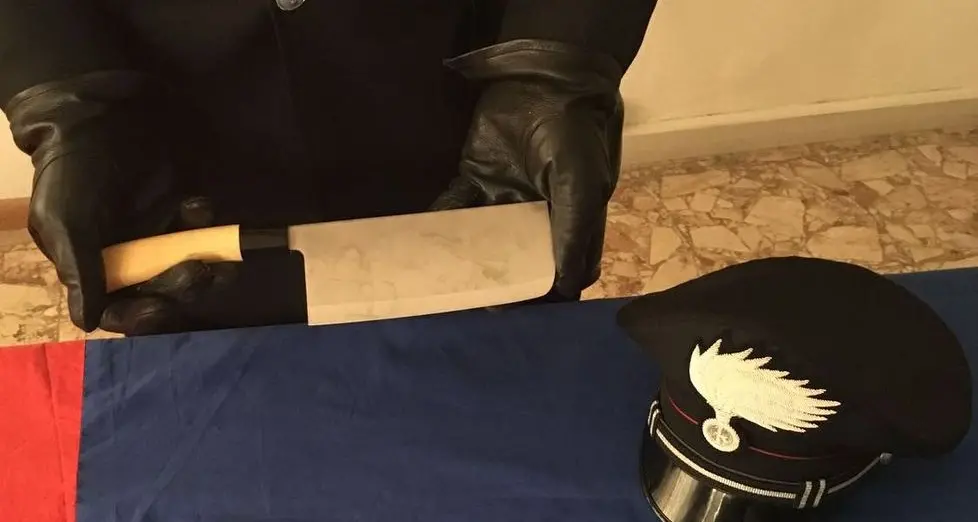 Aggredisce carabiniere con la mannaia