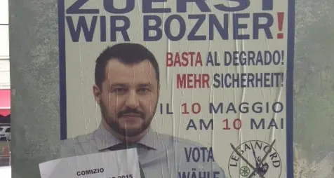 Lega Nord, Salvini a Bolzano in piazza Matteotti