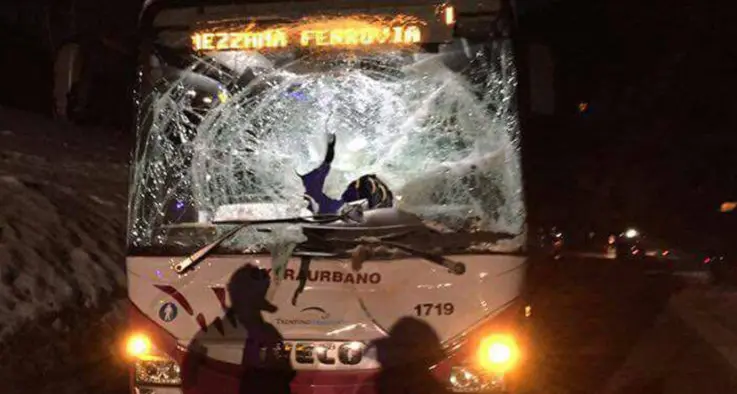 Corvara, autobus centra un cervo