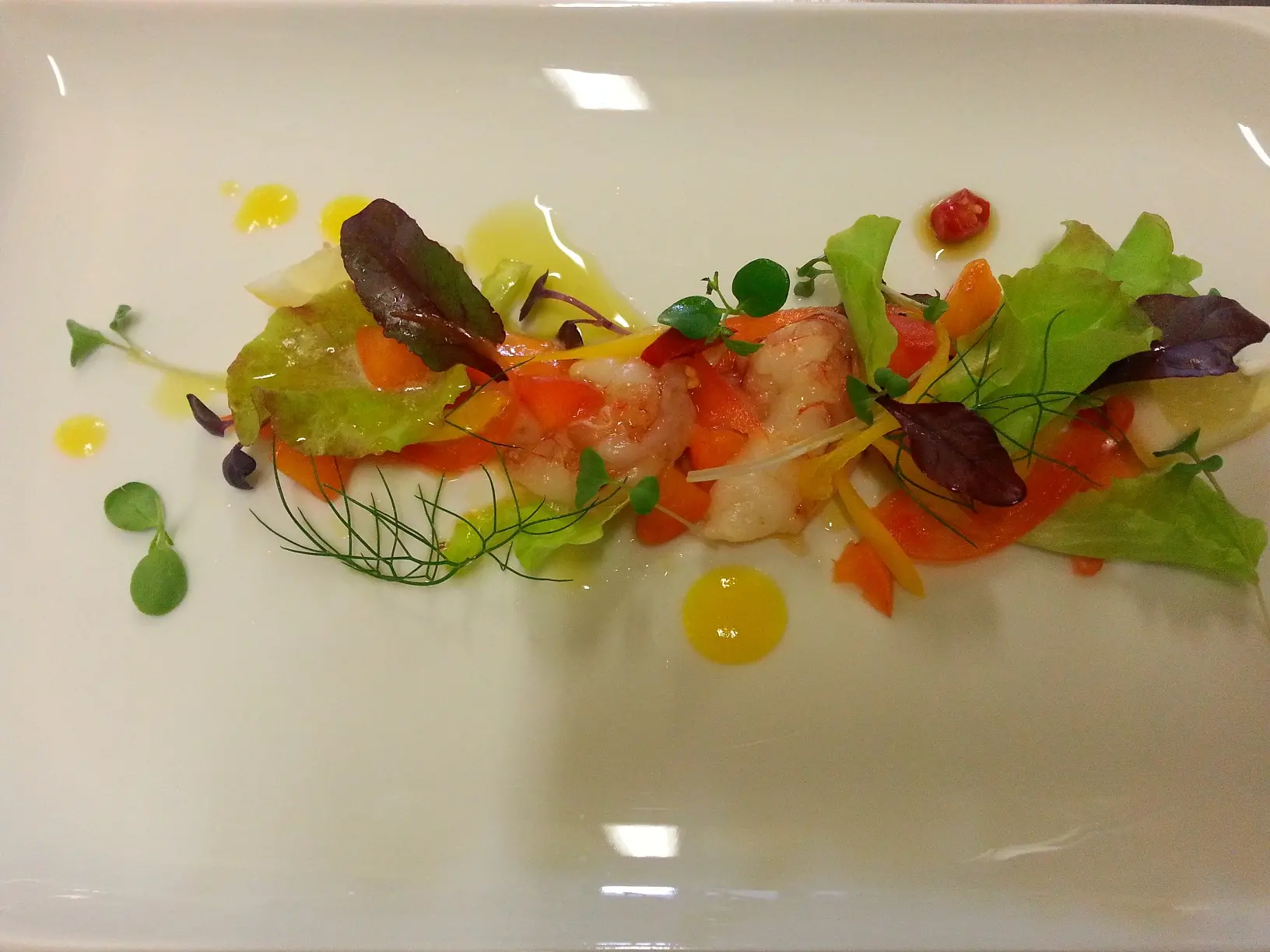 tartare di gamberi e albicocche