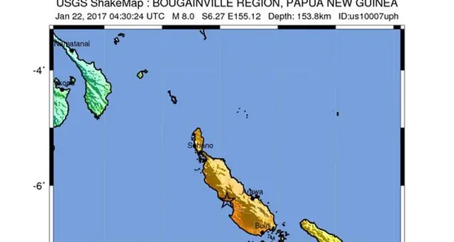 Papua Nuova Guine, sisma magnitudo 7.5