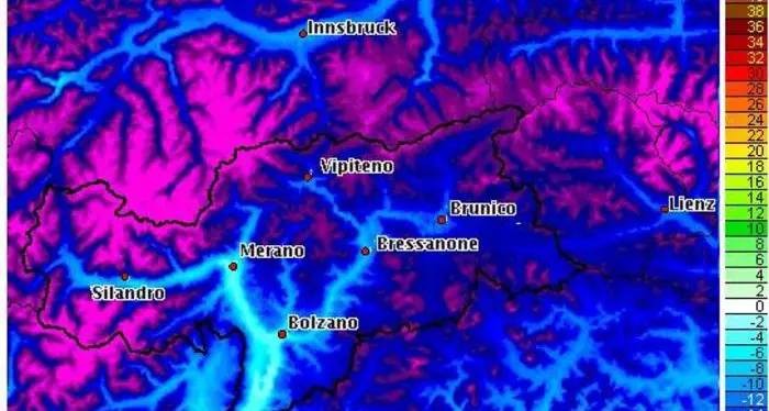 Alto Adige, temperature in caduta libera