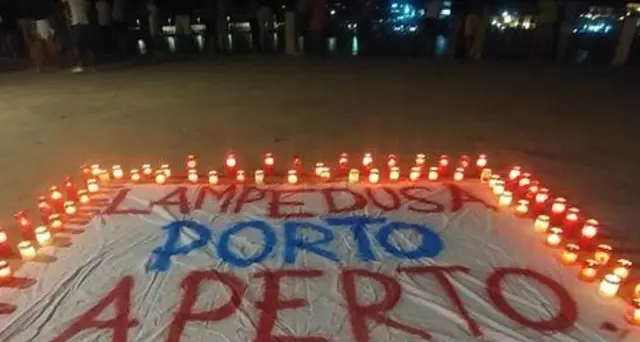 Lampedusa, striscione 'porto aperto'