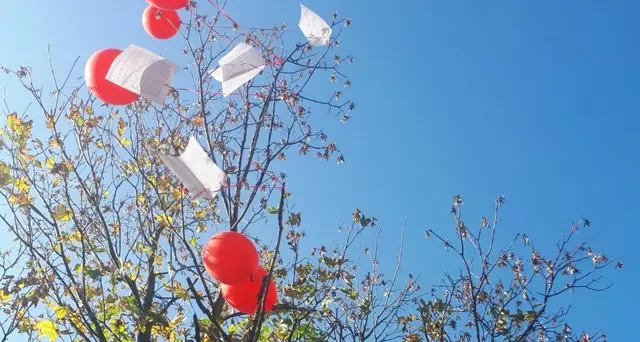 No Tav,fogli via in cielo con palloncini