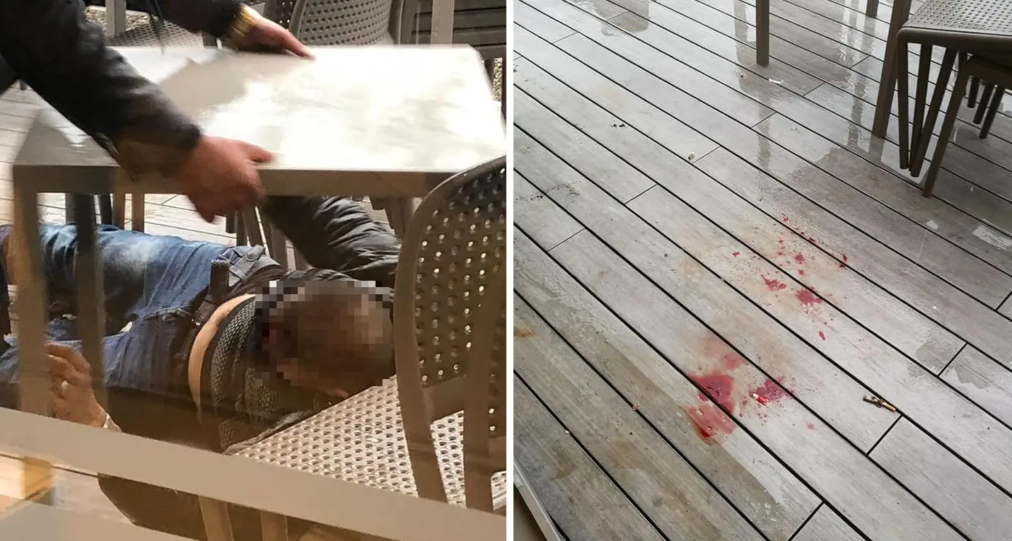 Rissa da saloon al bar: uomo ferito con un tavolo