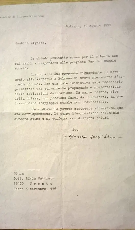«Sono pienamente d’accordo con lei» Così il presule promise il suo sostegno
