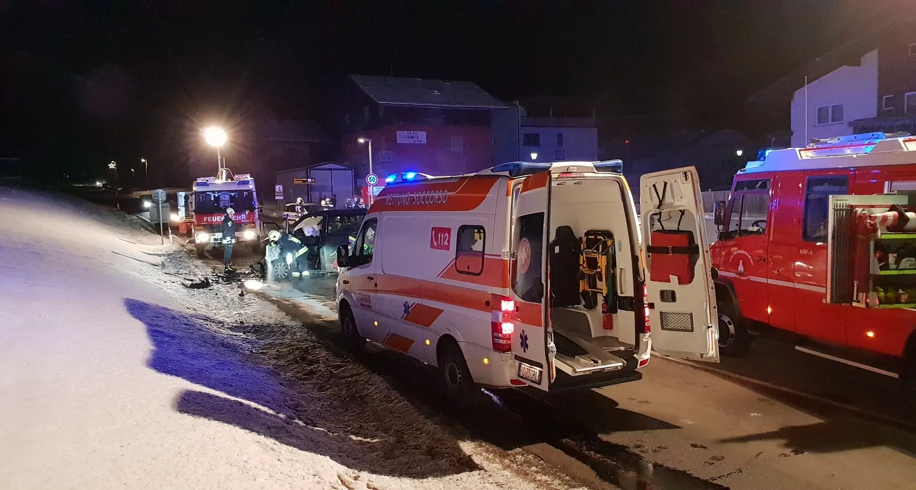 Frontale nella notte a Sesto Pusteria, due i feriti