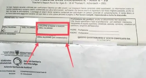 Il questionario dell’Asl chiede la “razza”