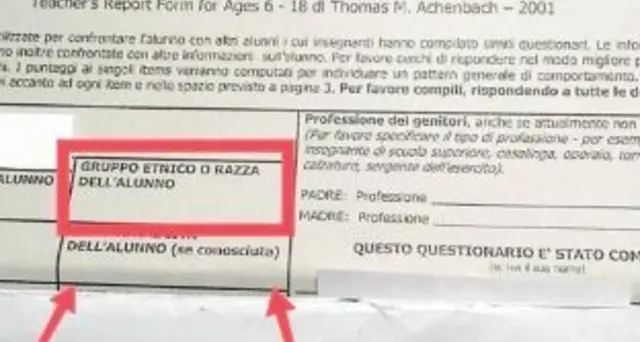 Questionario Asl chiede 'razza' alunno