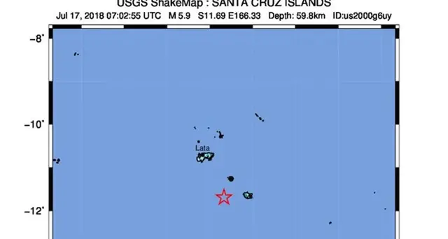 Scossa magnitudo 6.1 a nord-est Salomone