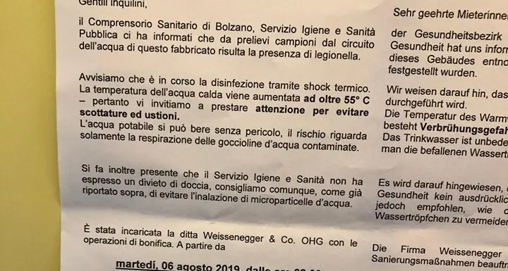 Legionella nelle palazzine Ipes di via Cagliari e via Brescia