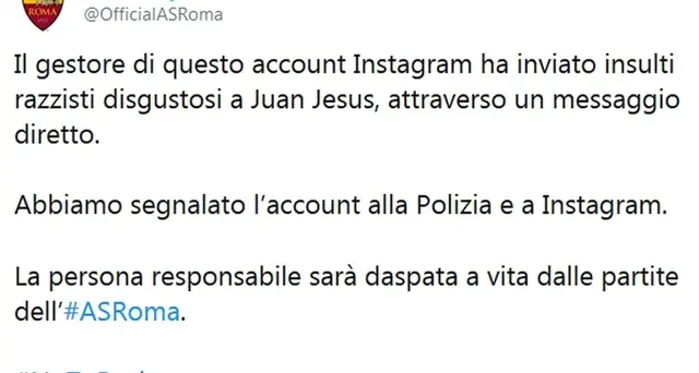 Frasi razziste a calciatore,daspo 3 anni