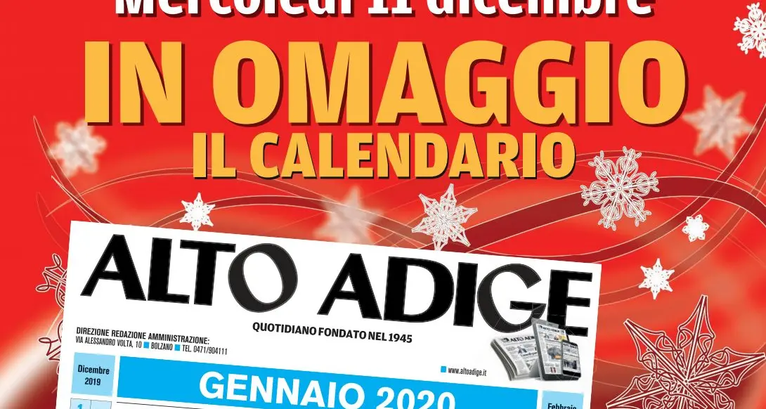 Mercoledì in omaggio col giornale il calendario 2020