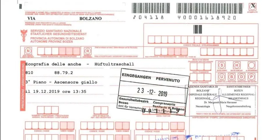 Ecografia alle anche gratuita ma la mamma la deve pagare