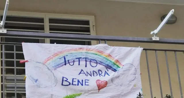 #andràtuttobene arcobaleno sui balconi