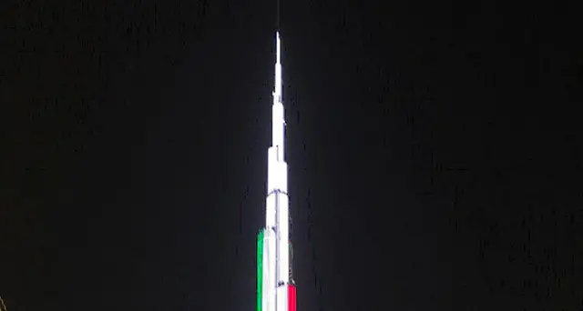Dubai,Burj Khalifa si tinge di tricolore