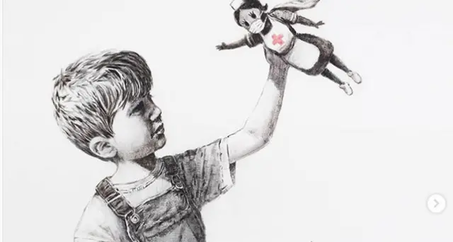 Omaggio di Banksy a medici ospedale Gb
