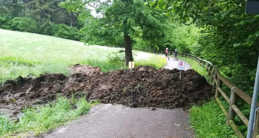 Lite sul terreno, contadino getta letame sulla ciclabile