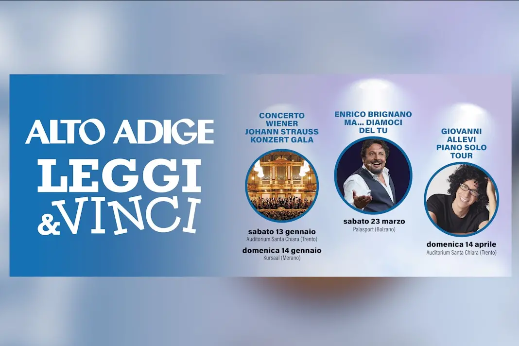 Torna “l’Alto Adige Leggi & Vinci”: in palio tre serate con Giovanni Allevi, Enrico Brignano e l’orchestra K&K Philharmoniker