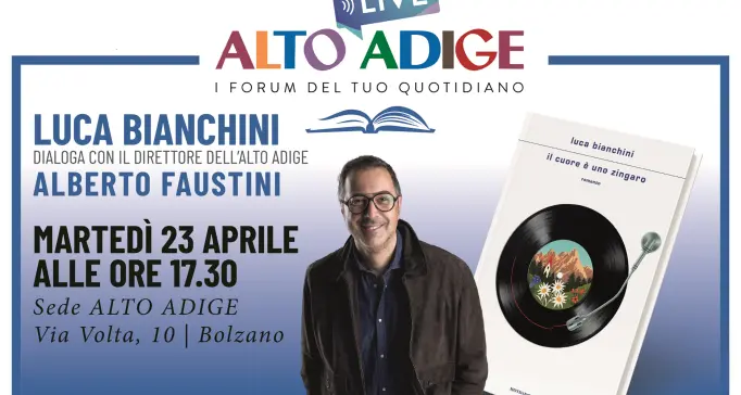 All'Alto Adige il dialogo con lo scrittore Luca Bianchini