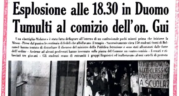 22 aprile 1968. Esplosione in Duomo, così inizia a Bolzano il '68