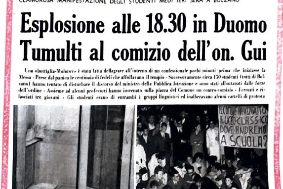 22 aprile 1968. Esplosione in Duomo, così inizia a Bolzano il '68