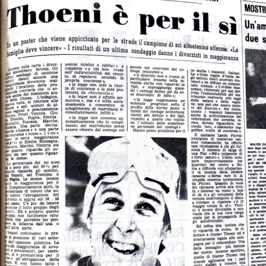Quando Gustav Thöni si schierò contro il divorzio