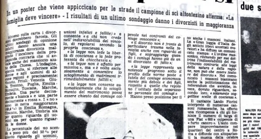 Quando Gustav Thöni si schierò contro il divorzio