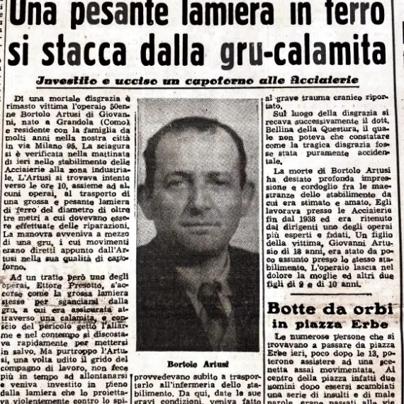 Giugno 1954: il capoforno delle Acciaierie ucciso da una lastra
