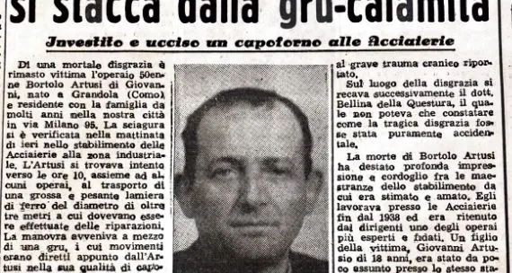Giugno 1954: il capoforno delle Acciaierie ucciso da una lastra