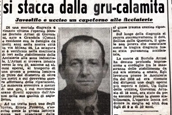 Giugno 1954: il capoforno delle Acciaierie ucciso da una lastra