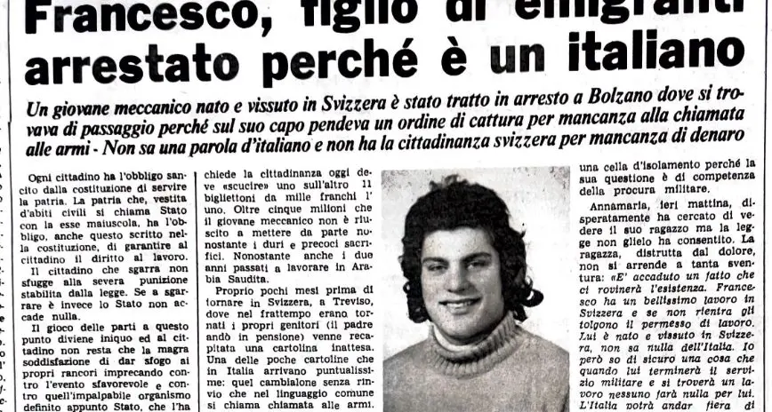 5 luglio 1979. Il figlio di immigrati \"svizzero\" arrestato perché italiano