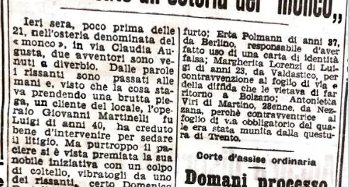 28 luglio 1946. All'Osteria del monco coltellata al paciere