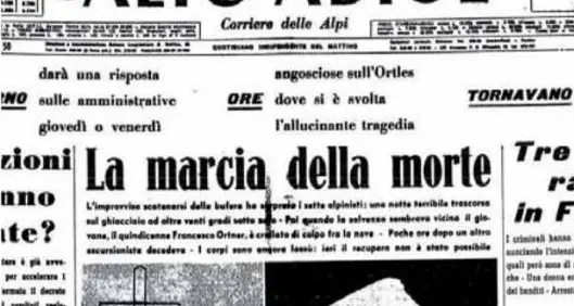 23 settembre 1964: sull'Ortles si scatena la bufera, due vittime
