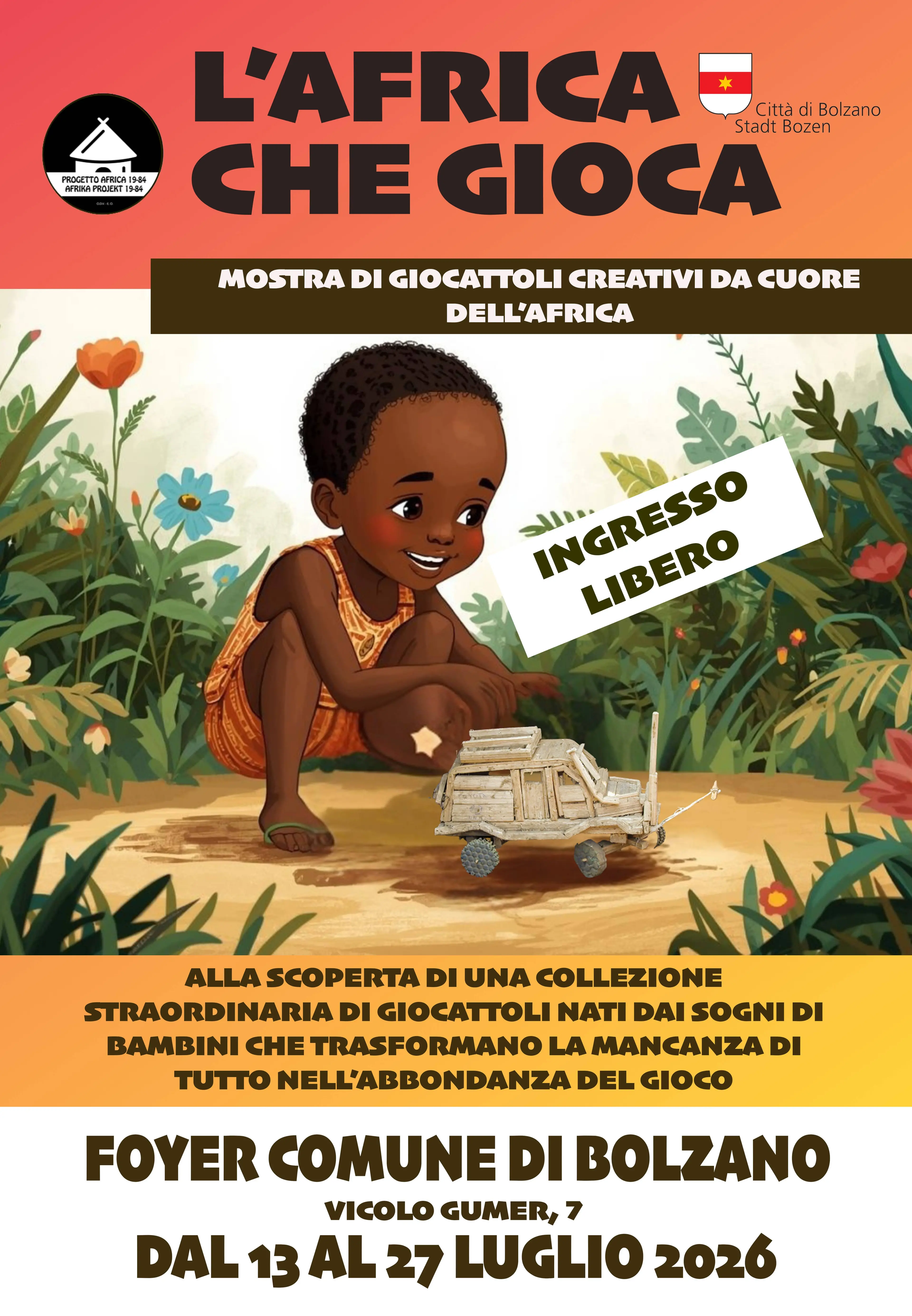 Bolzano, in Municipio la mostra \"L'Africa che gioca\": creatività e riuso raccontati dai bambini
