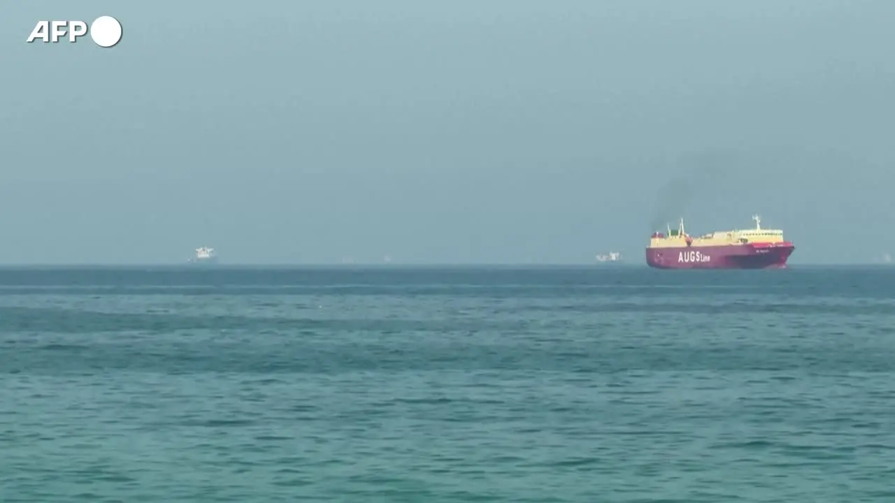 Navi al largo della costa orientale degli Emirati Arabi Uniti,  vicino allo Stretto di Hormuz
