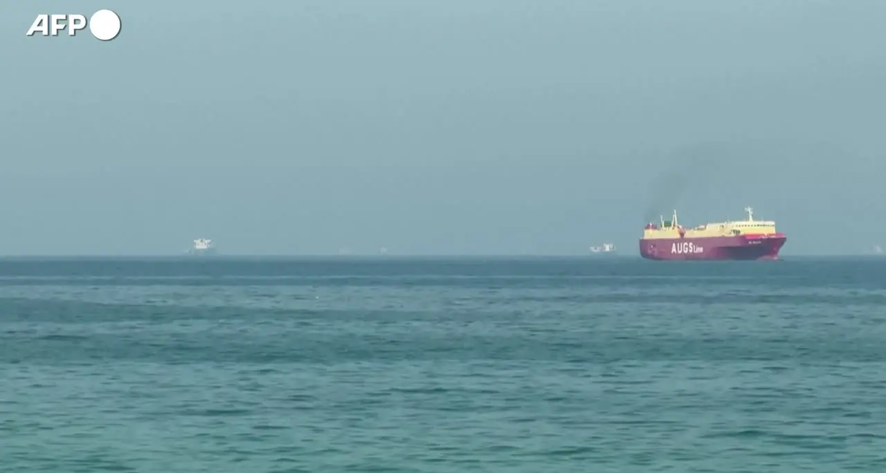 Navi al largo della costa orientale degli Emirati Arabi Uniti,  vicino allo Stretto di Hormuz