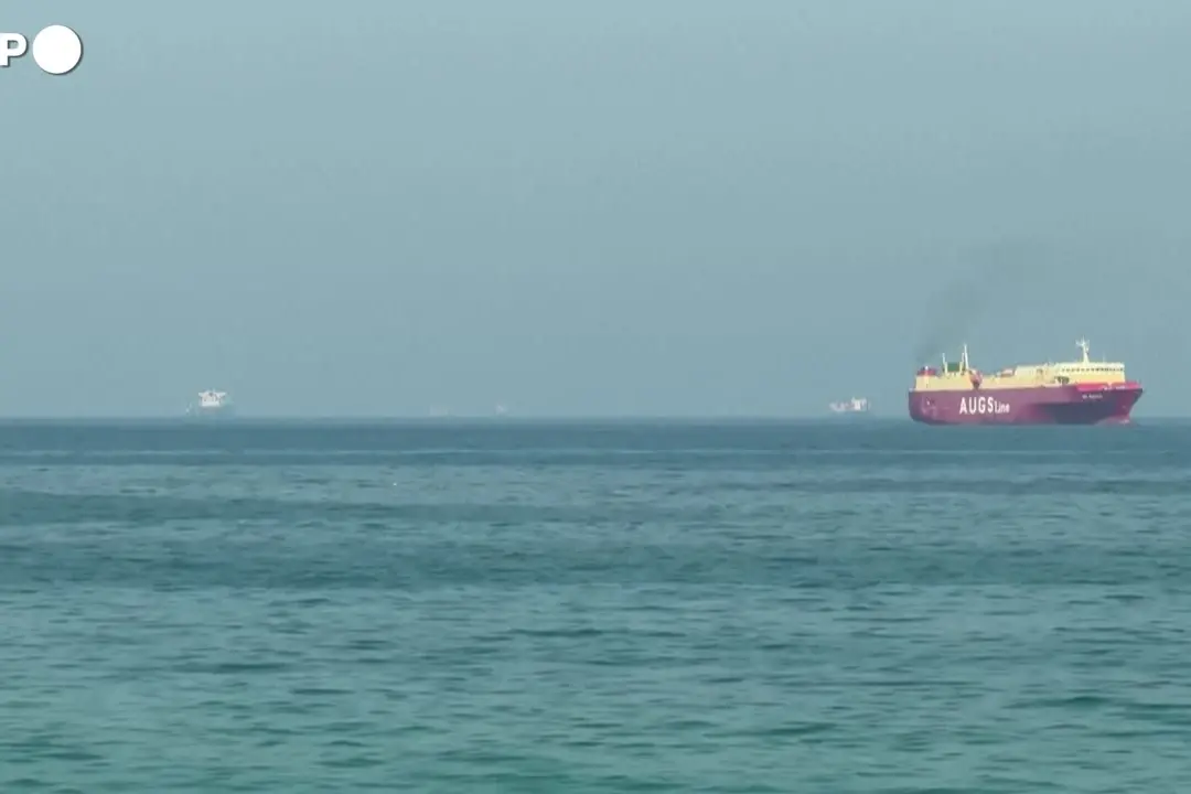 Navi al largo della costa orientale degli Emirati Arabi Uniti,  vicino allo Stretto di Hormuz