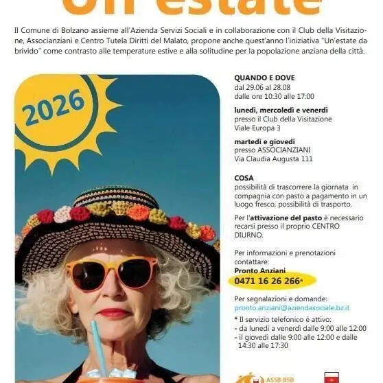Caldo a Bolzano, servizi per gli anziani e consigli del Comune contro l'afa