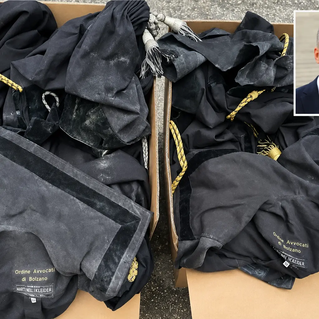 Le toghe recuperate tra le macerie del tribunale