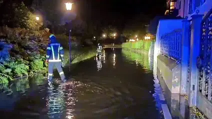 Giardini Rapp a Bressanone completamente allagati: strada chiusa