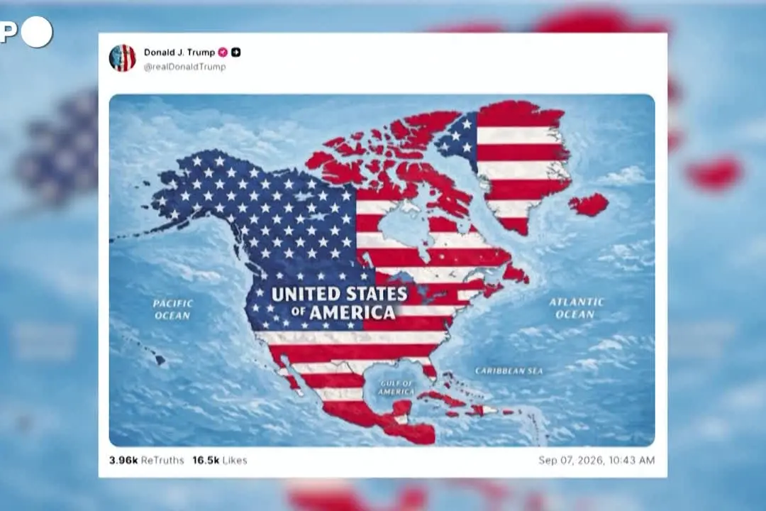 Trump pubblica un'immagine con la bandiera Usa su Messico, Cuba, Canada e Groenlandia