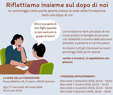 Un progetto di vita oltre i genitori: tre incontri per parlare del “dopo di noi”