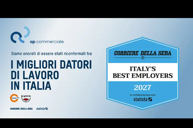 Comunicato Stampa: “Best Employers 2027”, AP Commerciale si conferma tra \"i migliori datori di lavoro\" d'Italia.