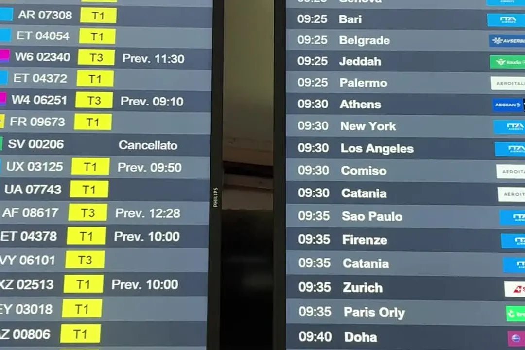Guasto al traffico aereo, ritardi e cancellazioni a Fiumicino