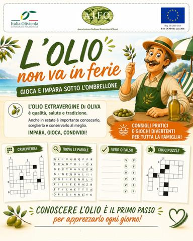 Cruciverba e quiz sull'olio Evo, l'educazione al consumo arriva sotto l'ombrellone