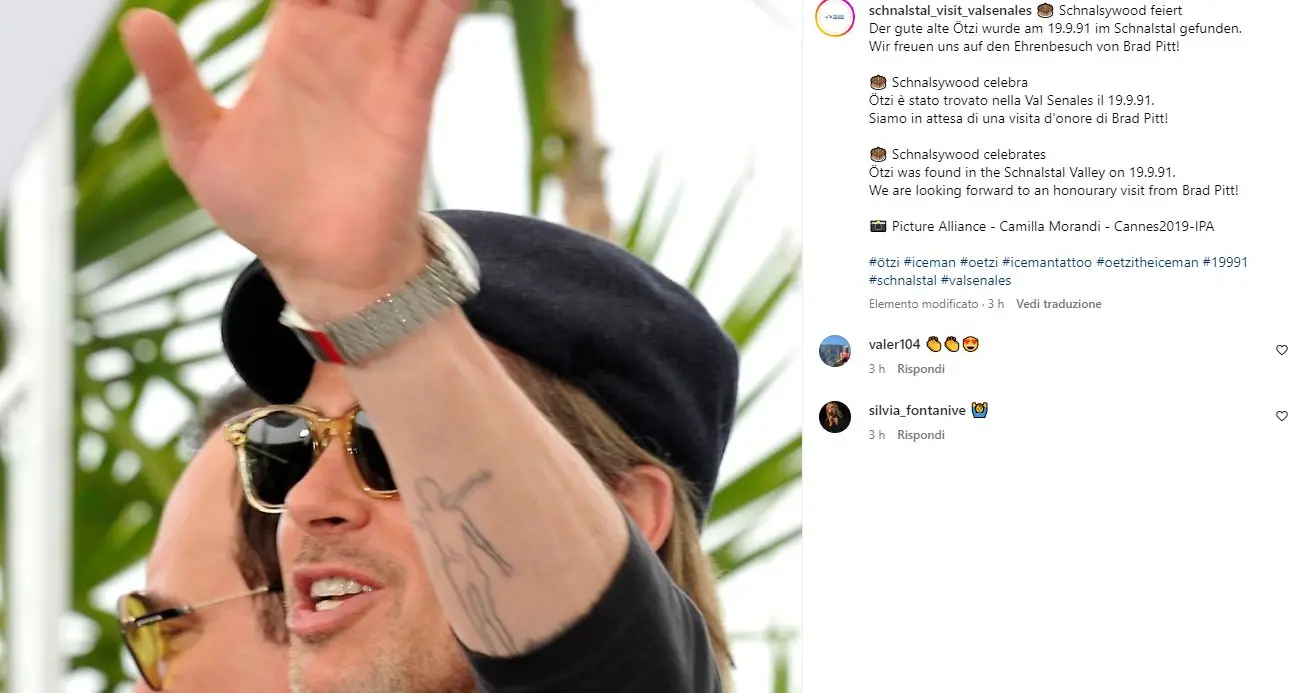 Brad Pitt e quell’Ötzi tatuato sul braccio: la Val Senales gli strizza l’occhio