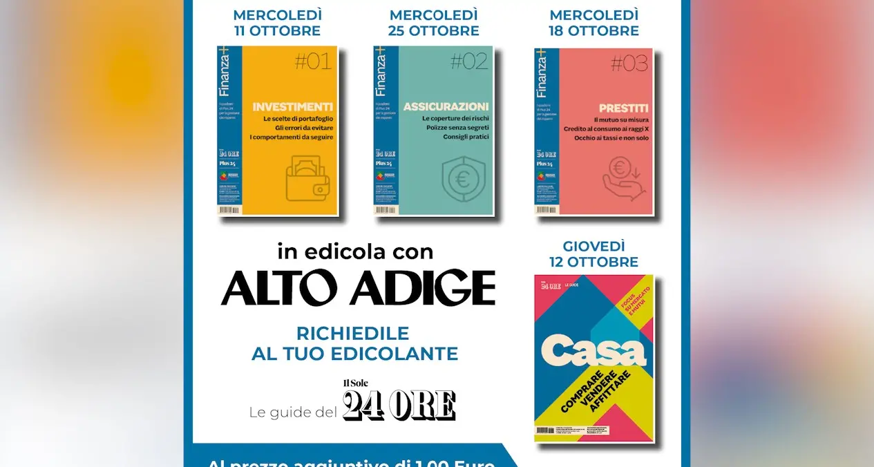 Con l’Alto Adige in edicola le guide del Sole 24 Ore a solo 1 euro in più